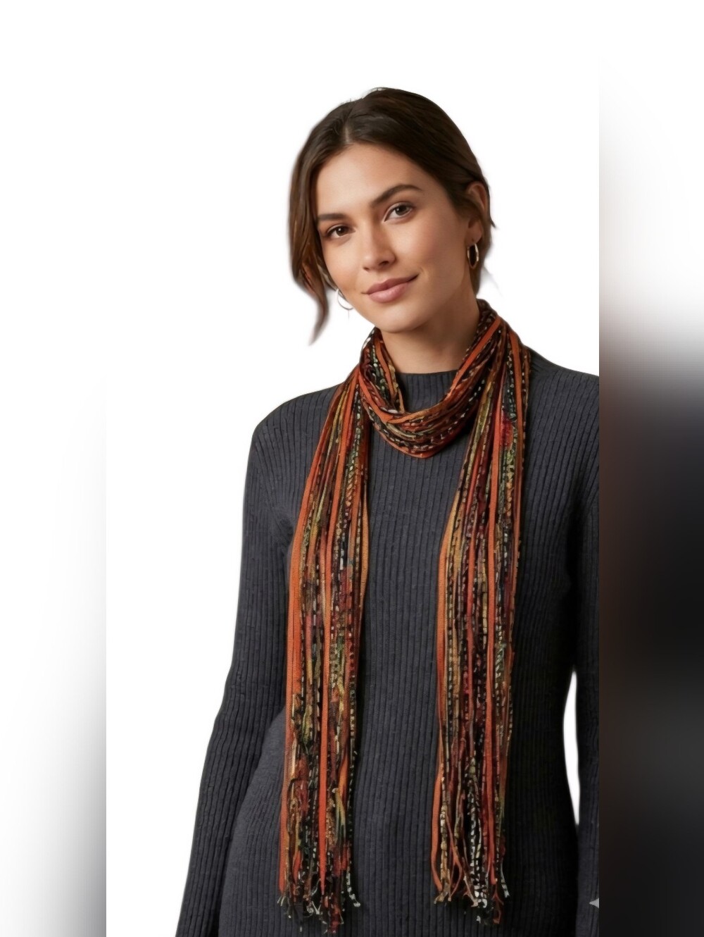 Contemporary Fabric String Scarf NWOT